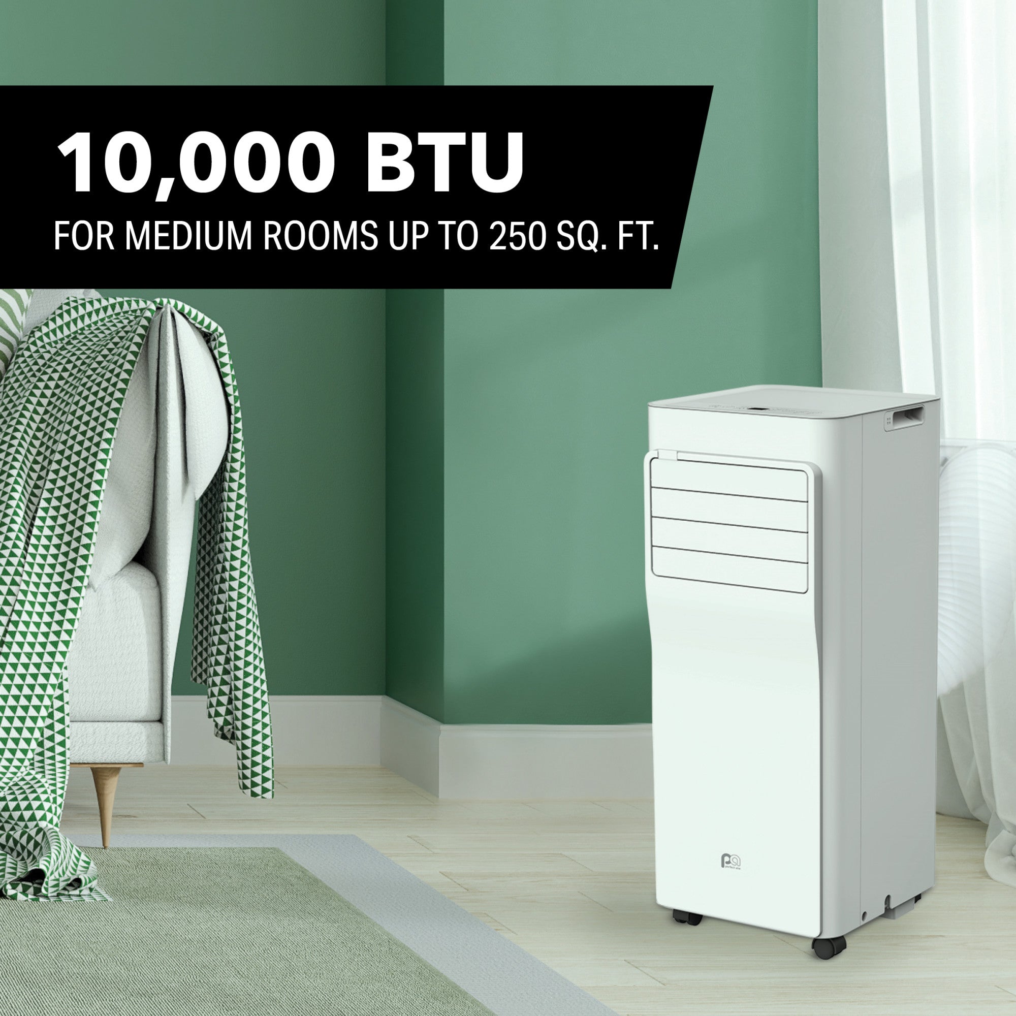 Portable Air Conditioner - 10,000 BTU, 3 Speed, Remote, Cools up to 250 Sq Ft