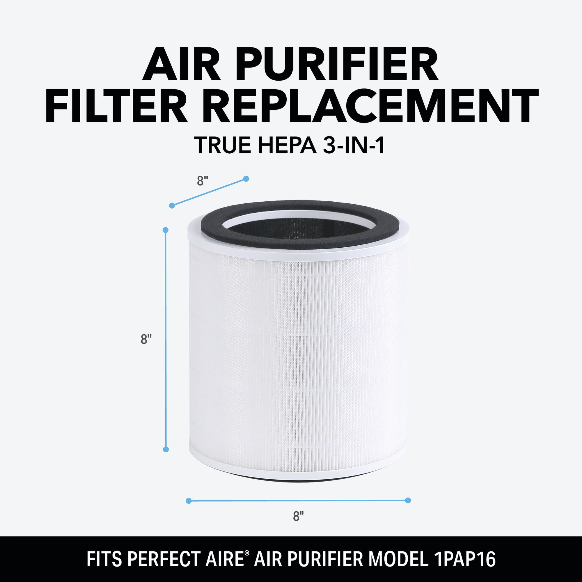 Perfect Aire H13 HEPA Replacement Filter – For 1PAP16 Air Purifier, Captures Dust, Allergens & Smoke