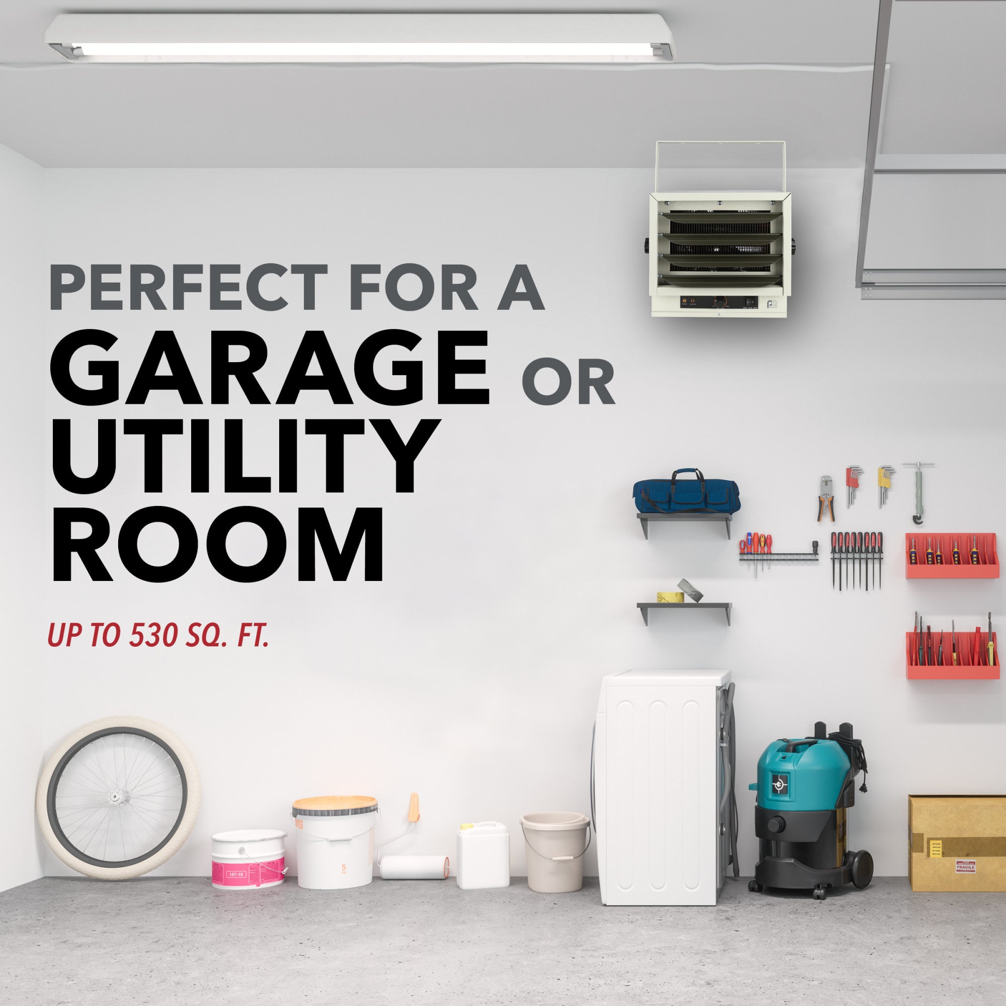 Perfect Aire 5,000W Ceiling-Mount Electric Garage Heater – 240V Hardwired, Adjustable Louvers & Thermostat