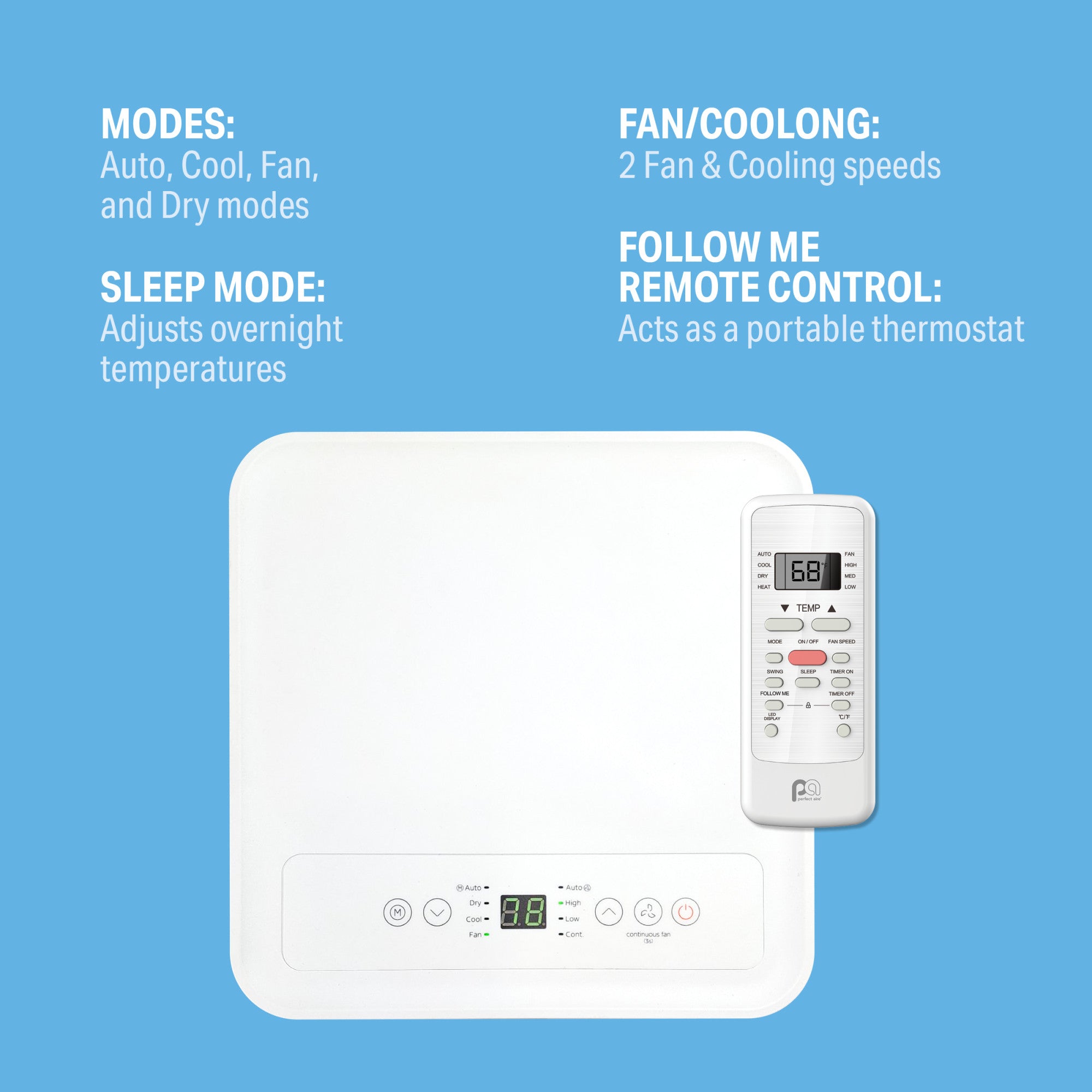 Portable Air Conditioner - 10,000 BTU, 3 Speed, Remote, Cools up to 250 Sq Ft