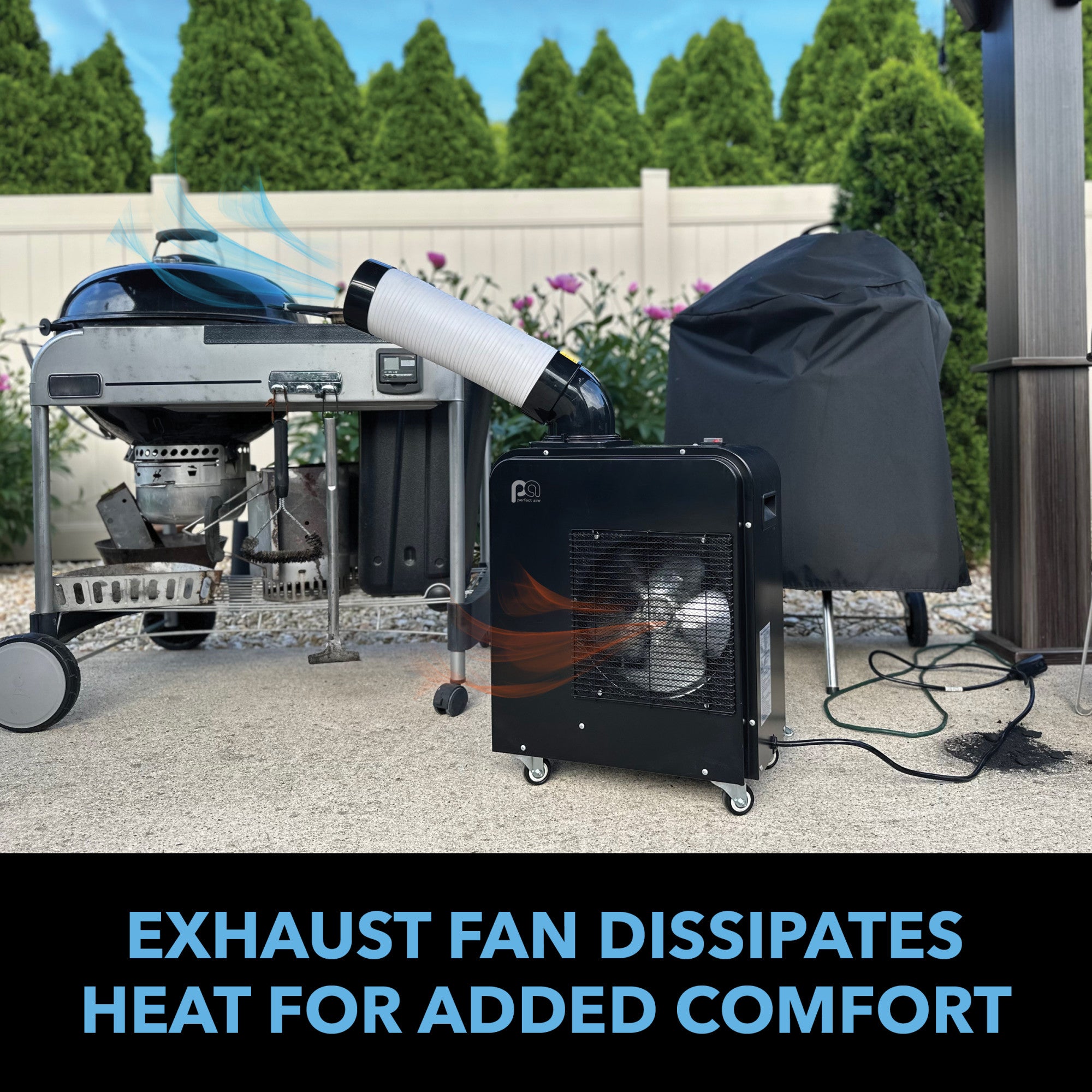 Perfect Aire 7,000 BTU Portable Spot Cooler - Adjustable Air Flow, 360° Wheels, Continuous Drainage (6' Hose Included) – Perfect for Workshops, Garages, Patios, and Sheds