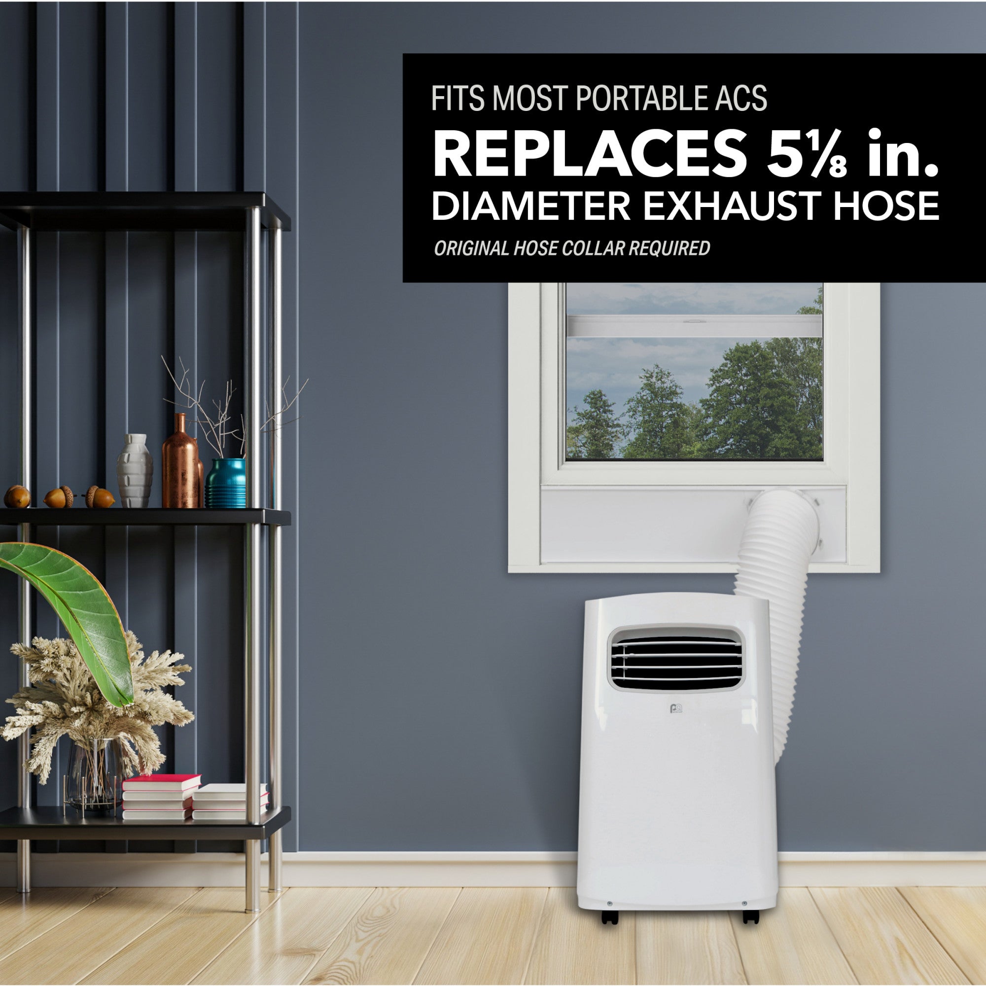 ProAire Portable AC Window Vent Kit – 5.13" Hose, Adapter & Sealing Board for Single/Double-Hung or Sliding Windows