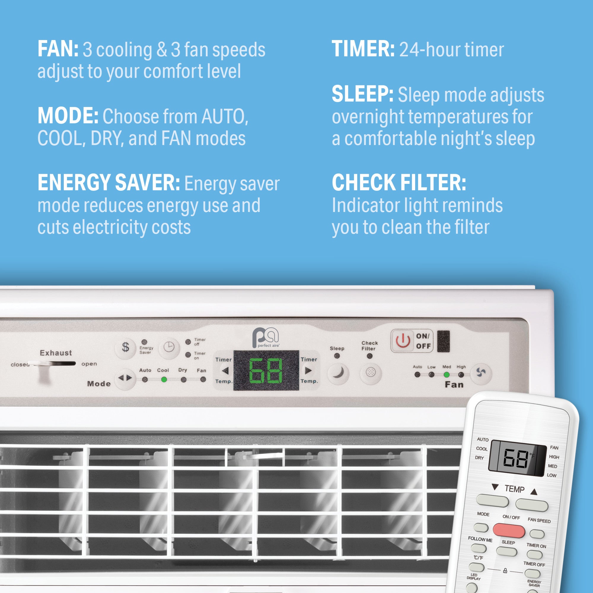 10,000 BTU Casement Air Conditioner Sliding/Crank-Out Window H: 23.5” x W: 14.75” x D: 21”
