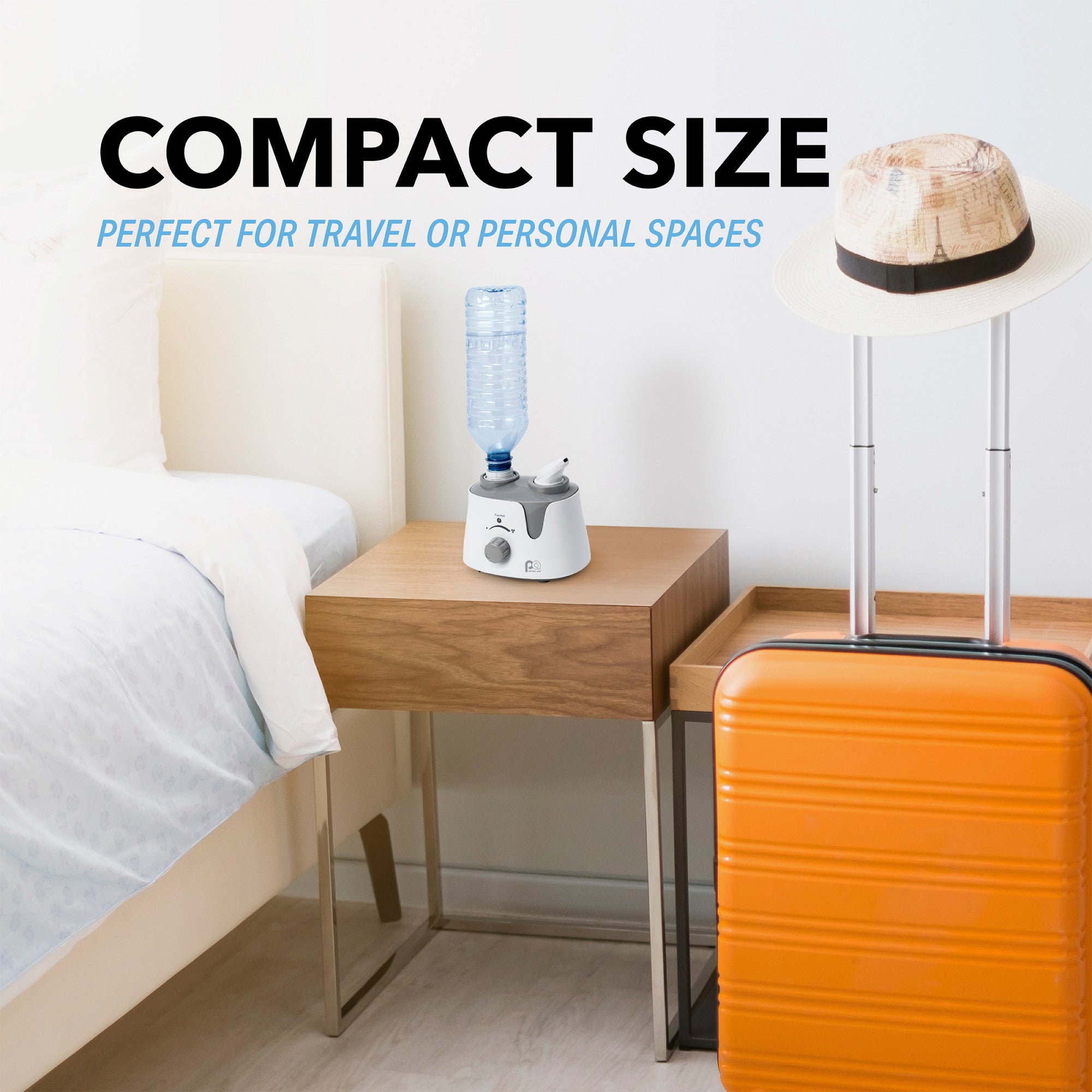 Perfect Aire Personal Travel Humidifier - Ultrasonic Cool Mist Using a Standard (12-24 oz.) Water Bottle with Auto Shut-Off , Great for Travel, Best for Small Spaces at Home, Office, and Hotels