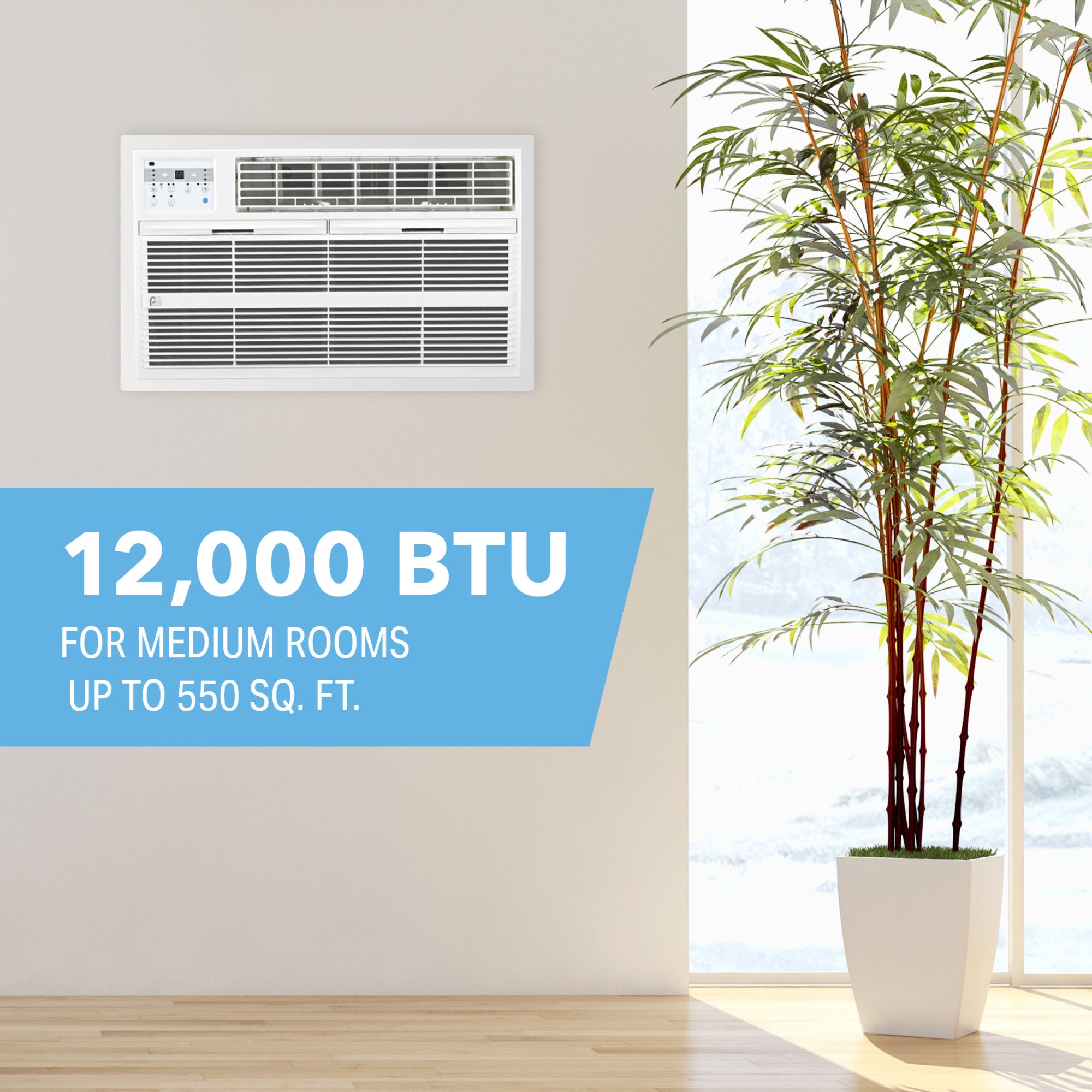 12,000 BTU Thru-the-Wall Air Conditioner with Electric Heater, 230V (R32)