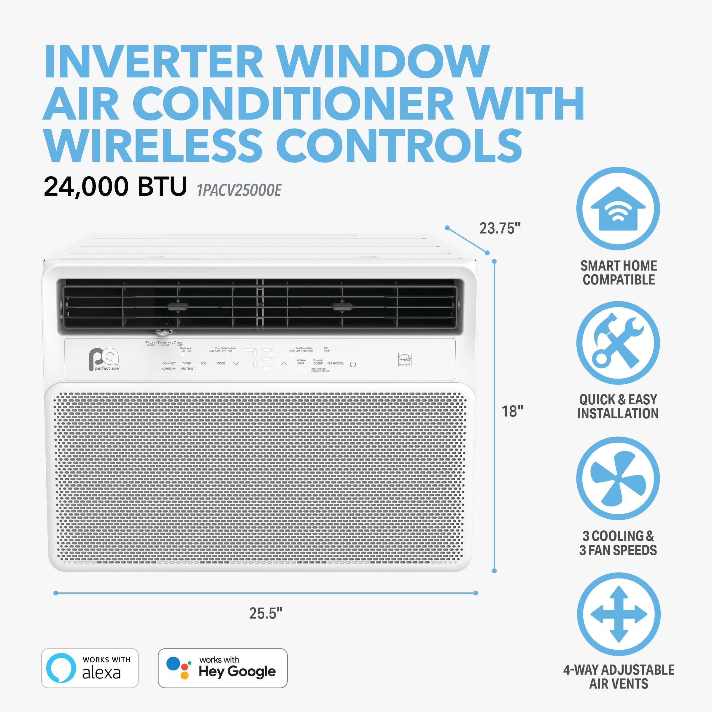 24,000 BTU Inverter Energy Star Window AC, 230V