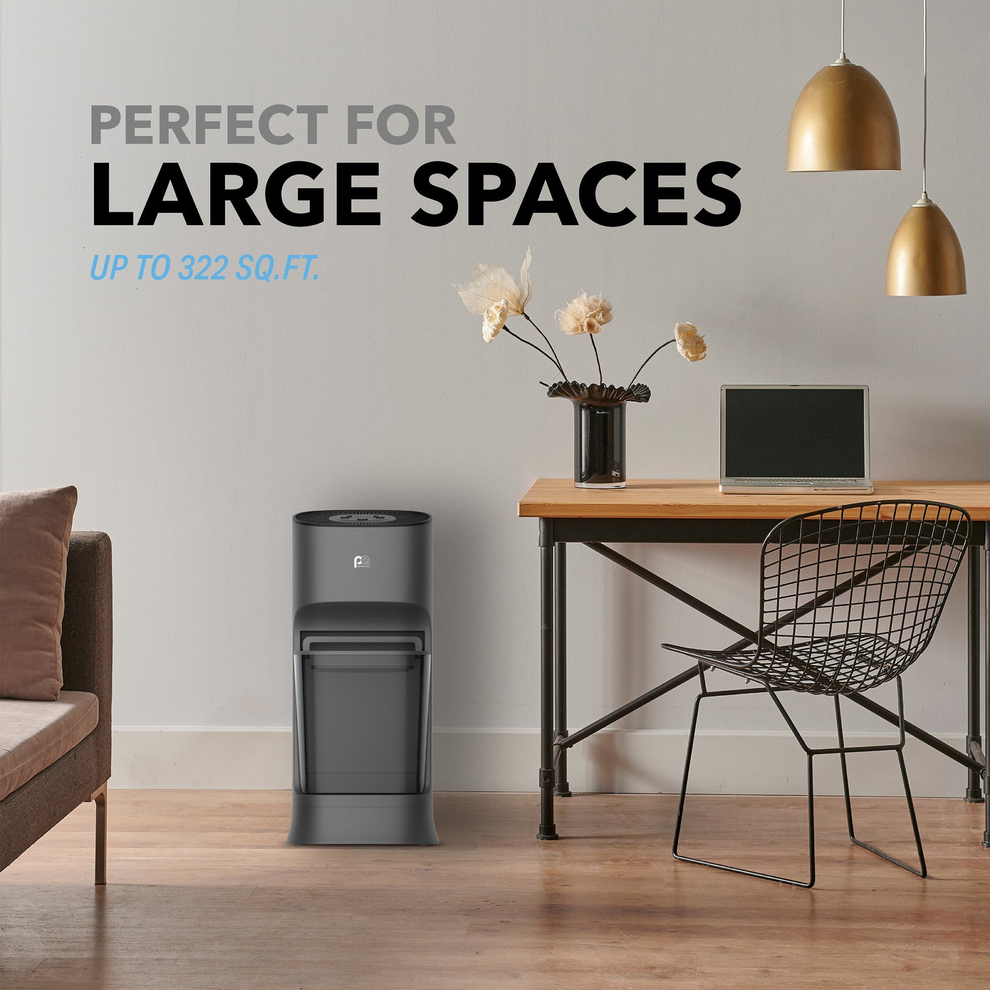 Perfect Aire 2.8 Gallon Large Capacity Whole-Room Evaporative Humidifier Bundle with Bonus Replacement Filter – Invisible Mist, Digital Controls, Top Fill, 24 Hour Run Time