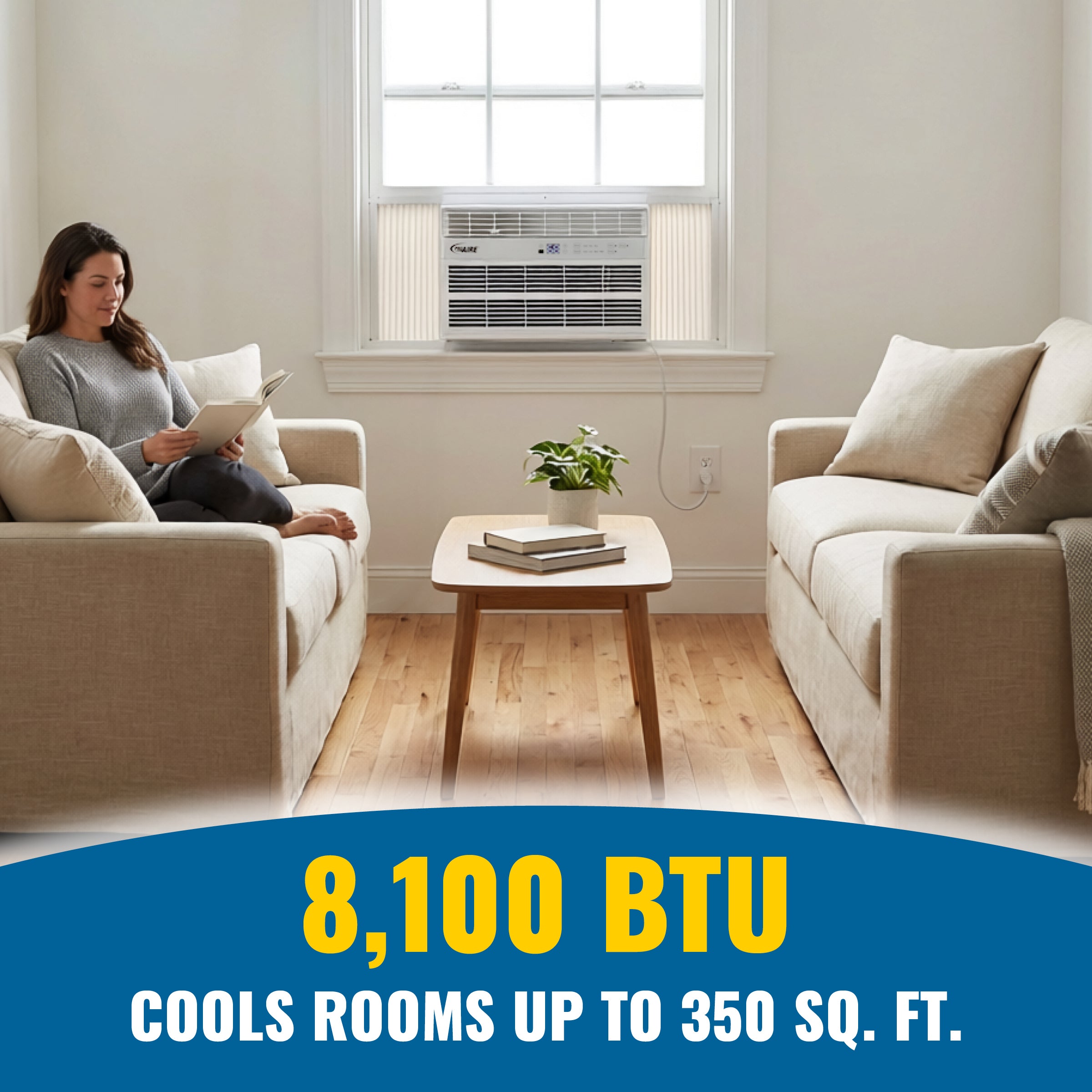 ProAire 8,100 BTU Window Air Conditioner 115V for Rooms up to 350 Sq. Ft., Electronic Small Room AC Unit with Remote, Auto and Eco Modes