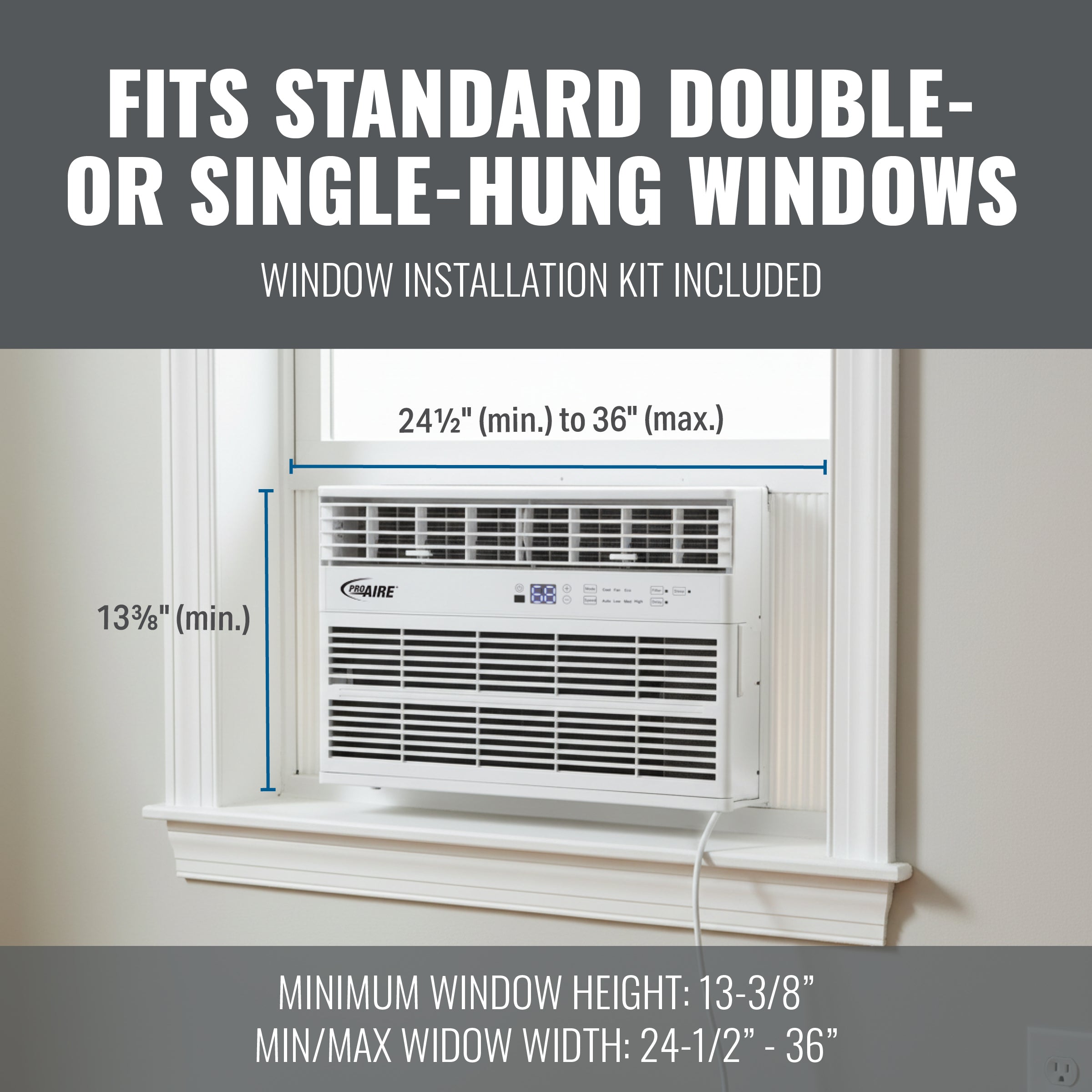 ProAire 8,100 BTU Window Air Conditioner 115V for Rooms up to 350 Sq. Ft., Electronic Small Room AC Unit with Remote, Auto and Eco Modes