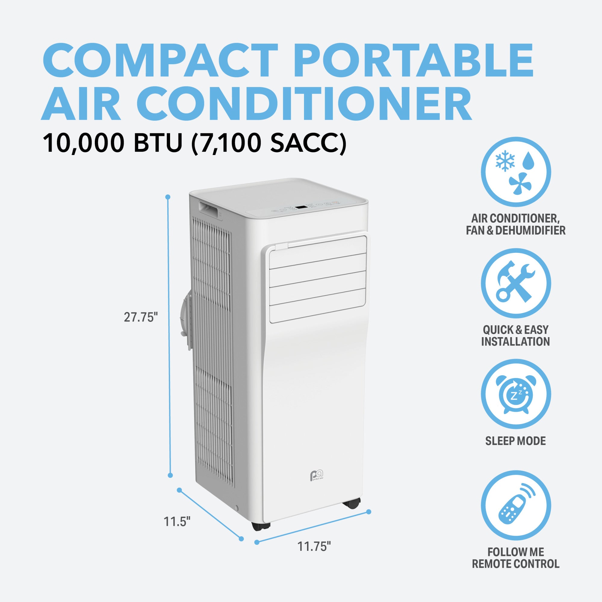 Portable Air Conditioner - 10,000 BTU, 3 Speed, Remote, Cools up to 250 Sq Ft