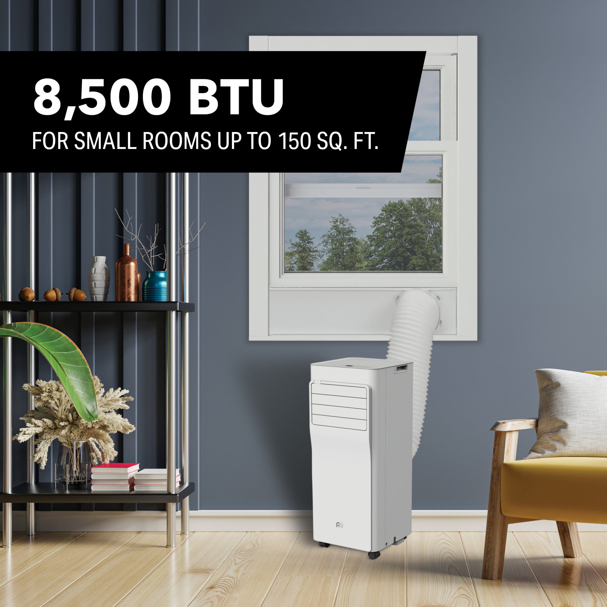 Perfect Aire 8,500 BTU Portable Air Conditioner, Cools Rooms up to 150 Sq. Ft. with Follow Me Remote and Window Kit Included