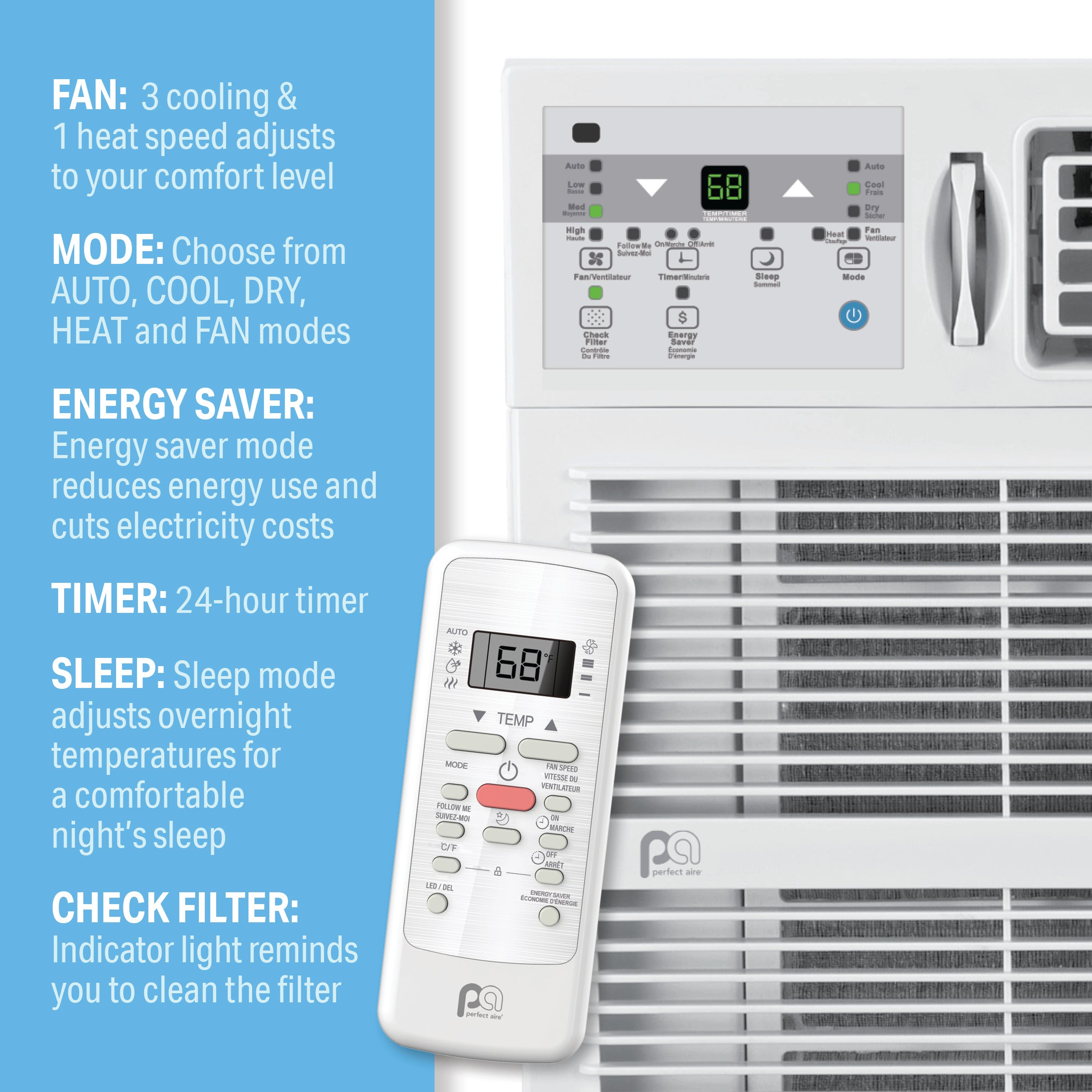 23,200 BTU Window Air Conditioner with Electric Heater (R32)