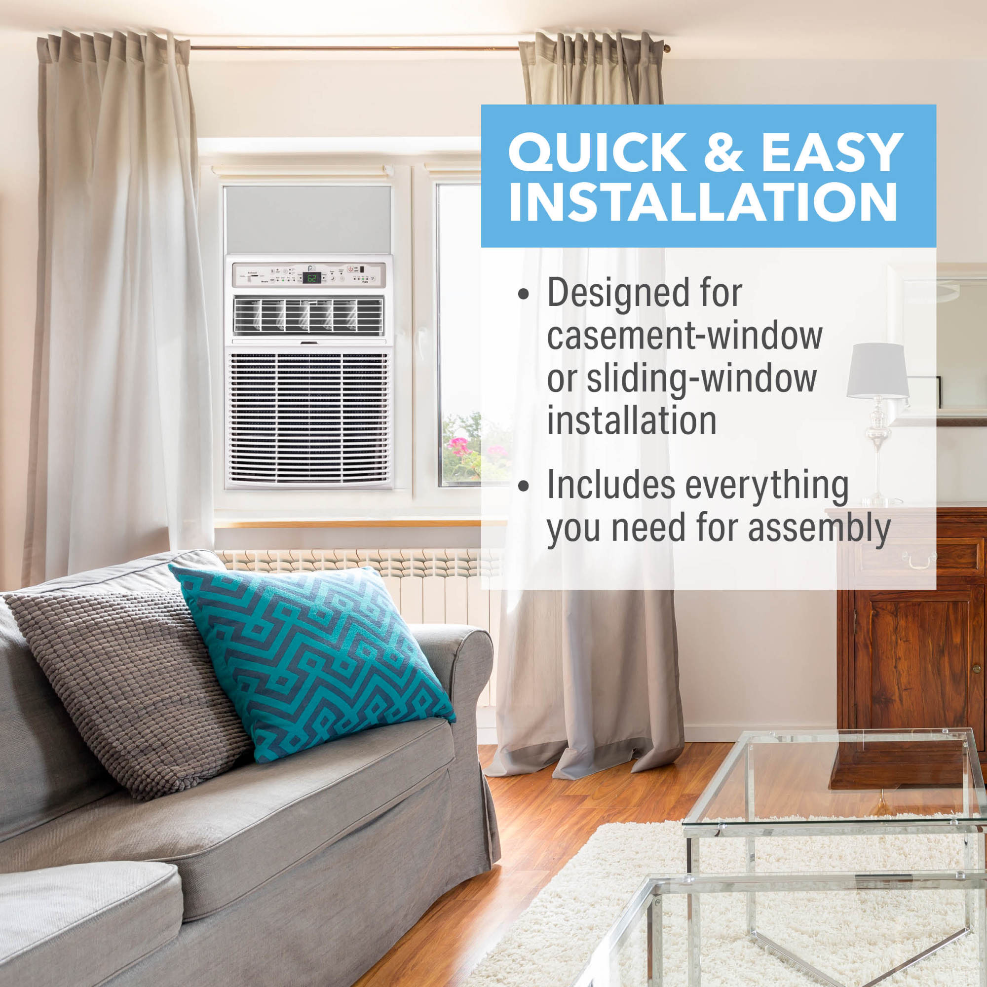10,000 BTU Casement Air Conditioner Sliding/Crank-Out Window H: 23.5 x W: 14.75 x D: 21