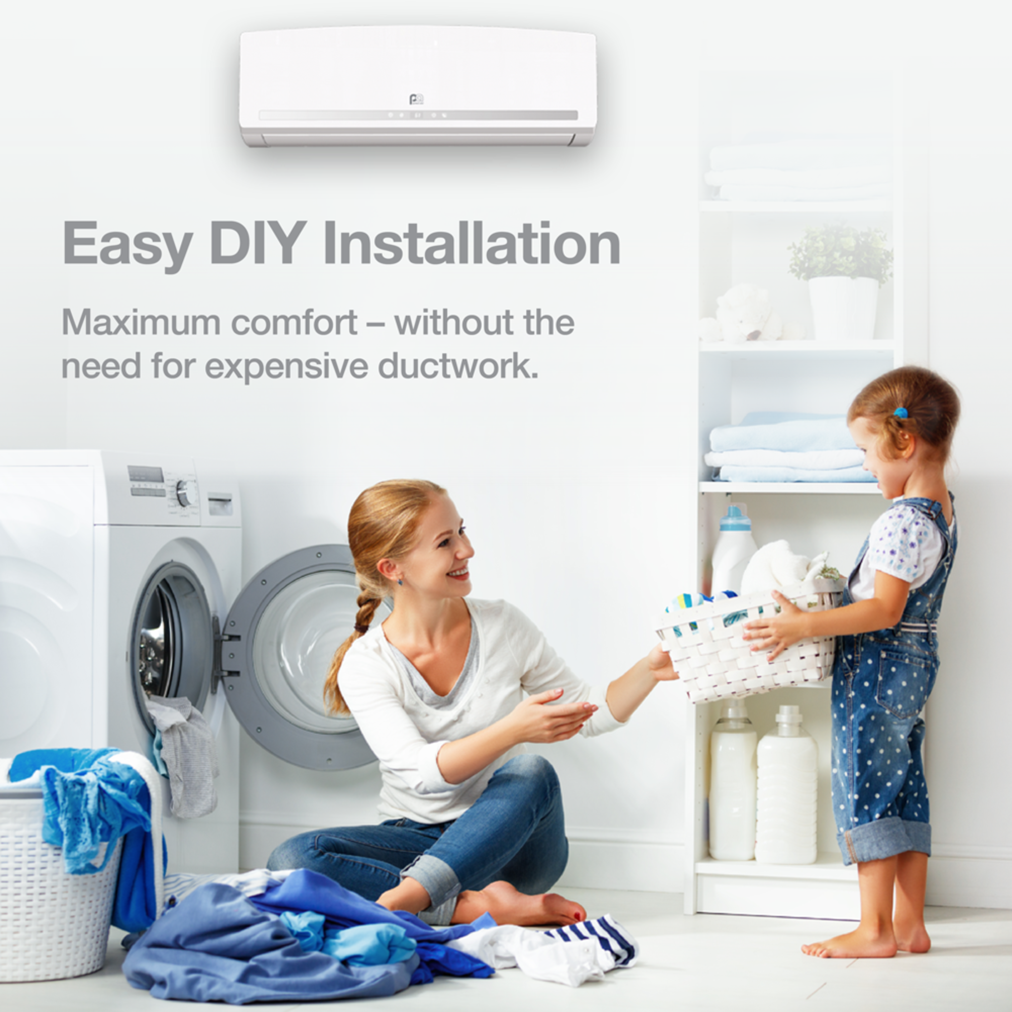 24,000 BTU Perfect Aire Quick Connect Mini-Split – DIY Heat Pump System for 1,000 sq ft, Energy Star, R454B