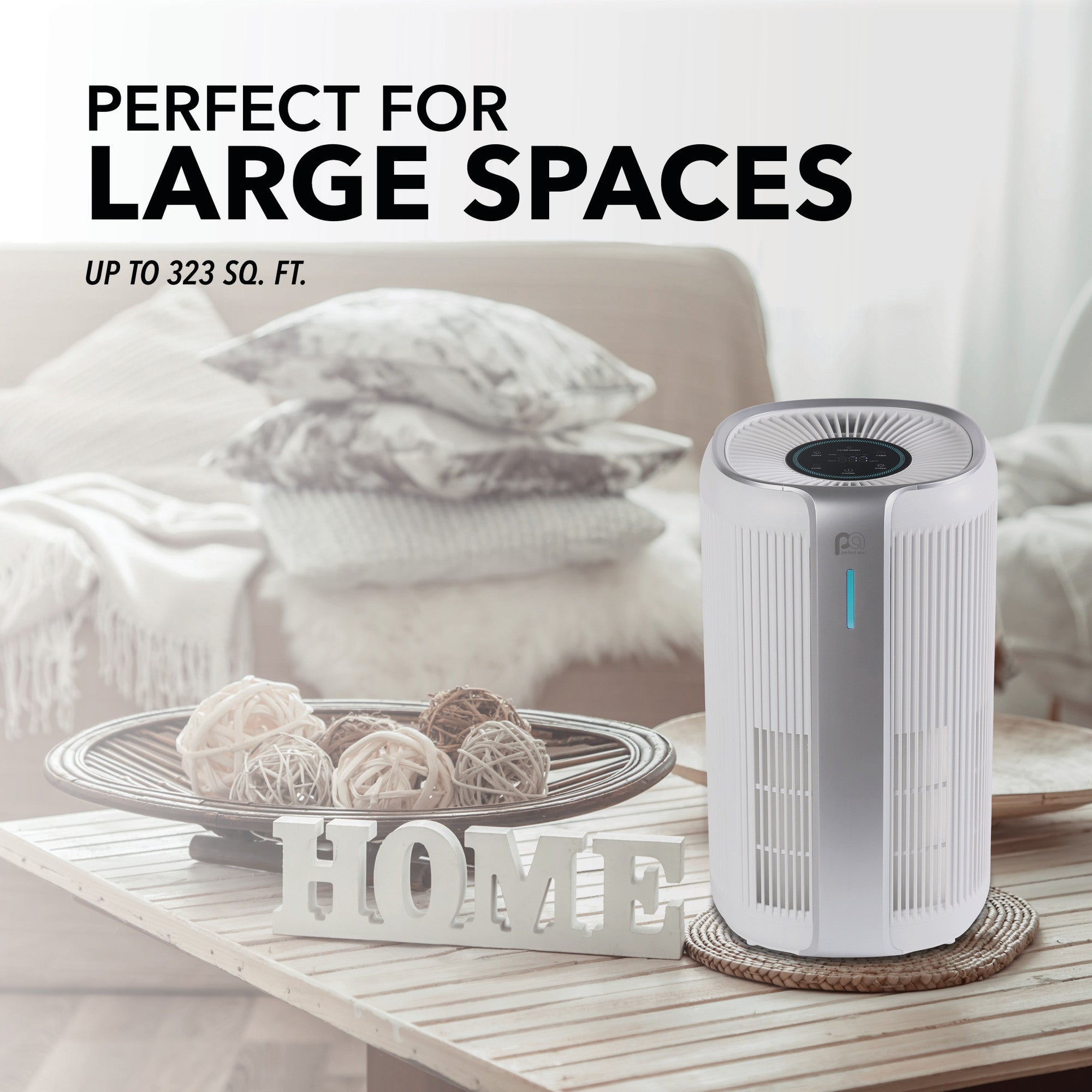 Perfect Aire 16″ H13 HEPA Air Purifier – Cleans Air in Medium Rooms up to 323 sq. ft., Real-Time PM2.5 Display