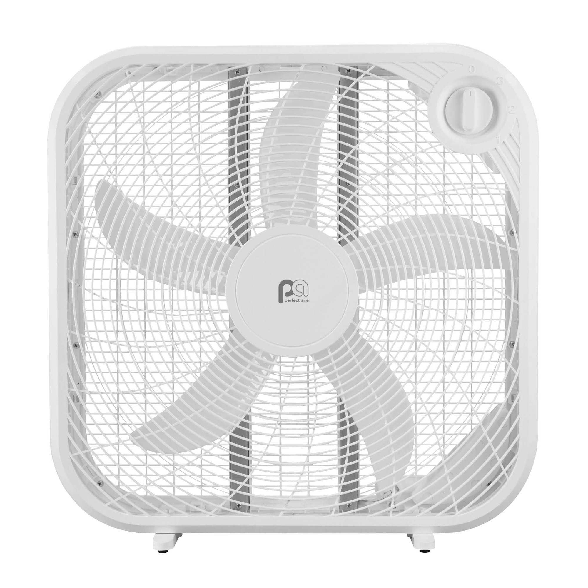 Perfect Aire 20" Box Fan – 3-Speed Quiet Air Circulator with Weather-Resistant Motor, Easy-Clean Grill & Carry Handle