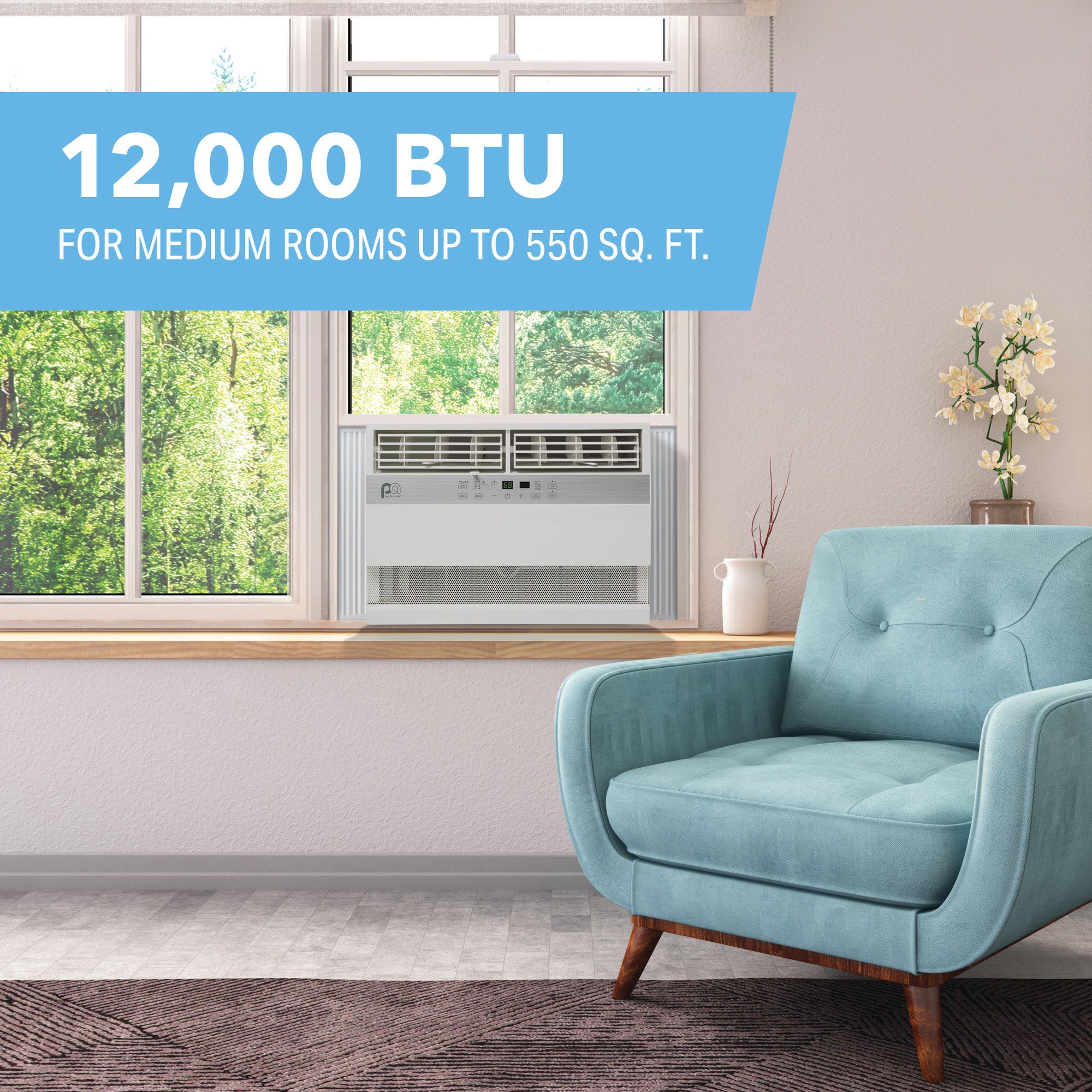 12,000 BTU Window Air Conditioner with Electric Heater (R32)