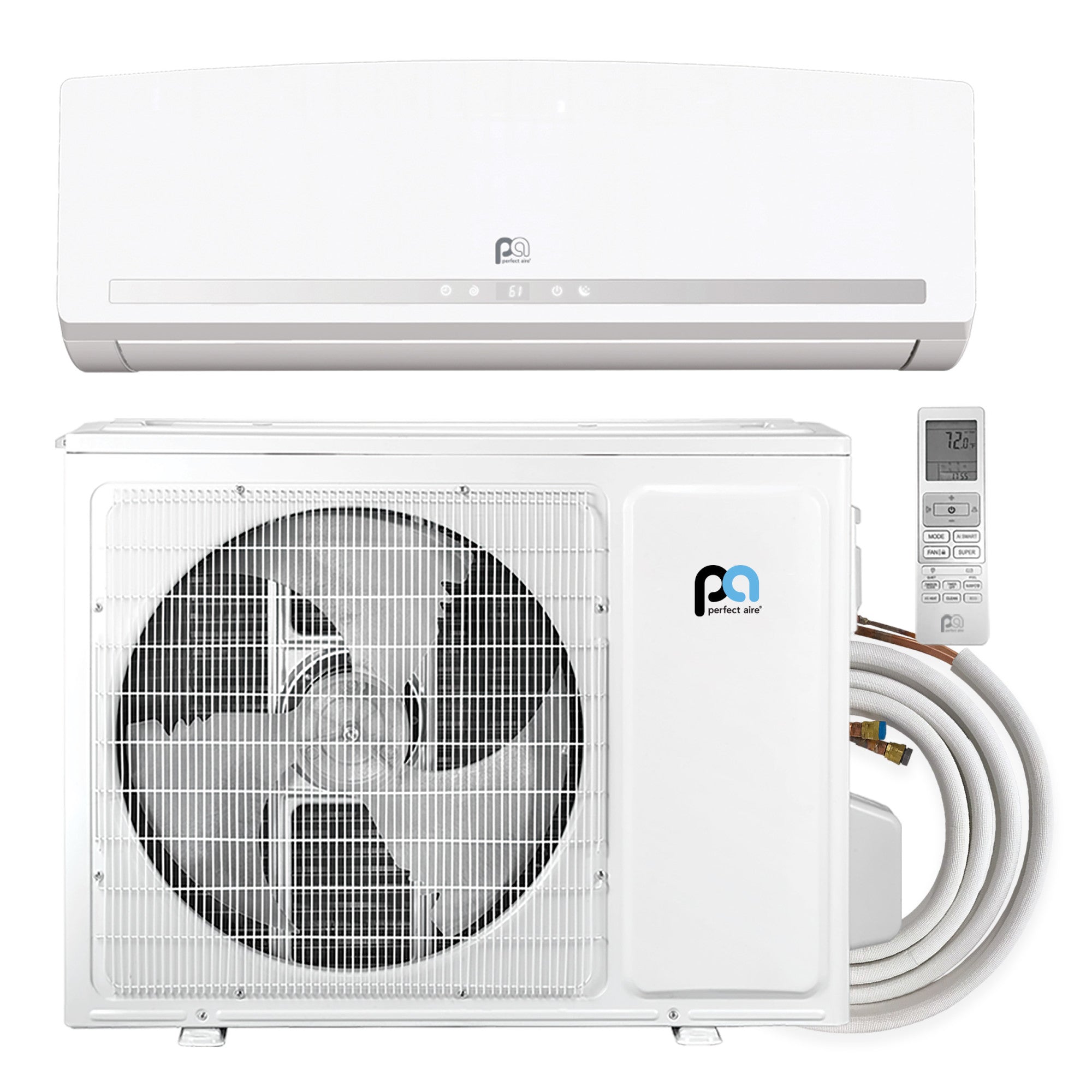 24,000 BTU Perfect Aire Quick Connect Mini-Split – DIY Heat Pump System for 1,000 sq ft, Energy Star, R454B