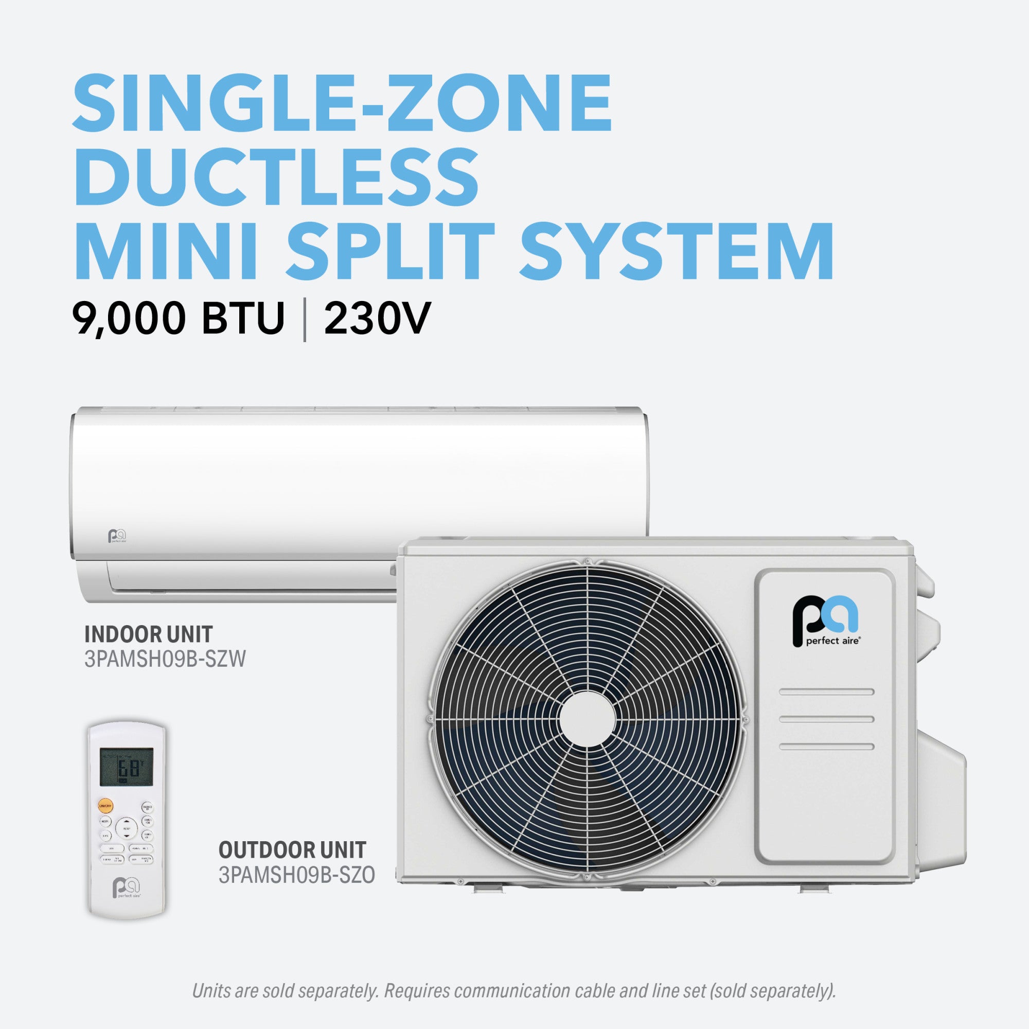 9,000 BTU Perfect Aire 230V Indoor Unit – Single-Zone Mini-Split Wall Mount, Heat Pump (Not a Complete System)