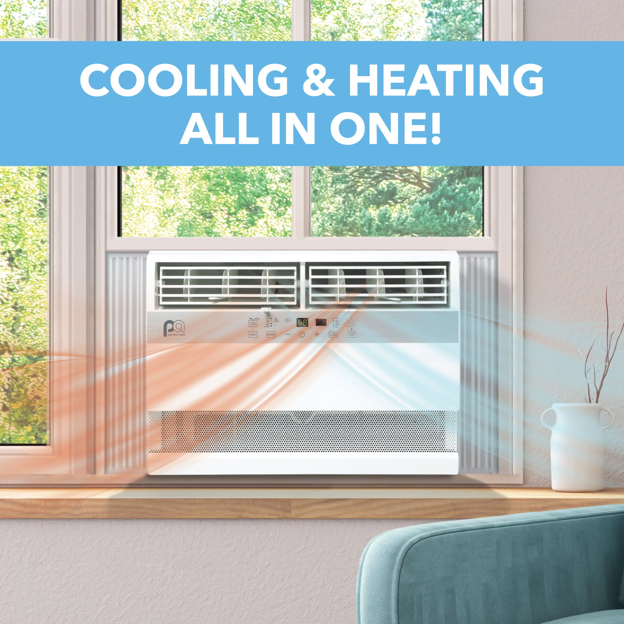 8,000 BTU Window Air Conditioner with Electric Heater (R32)