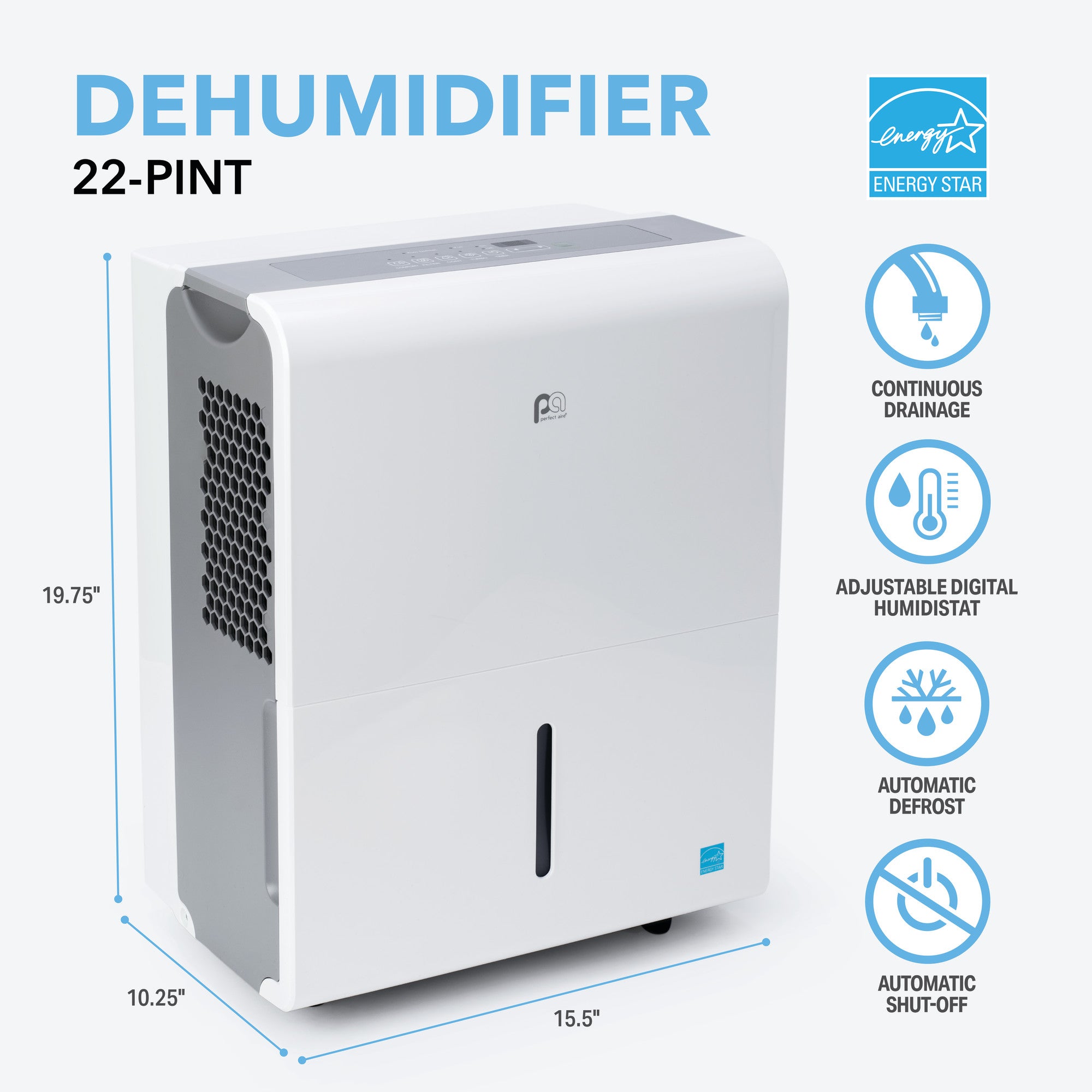 22 Pint Flat Panel Most Energy Star Dehumidifier