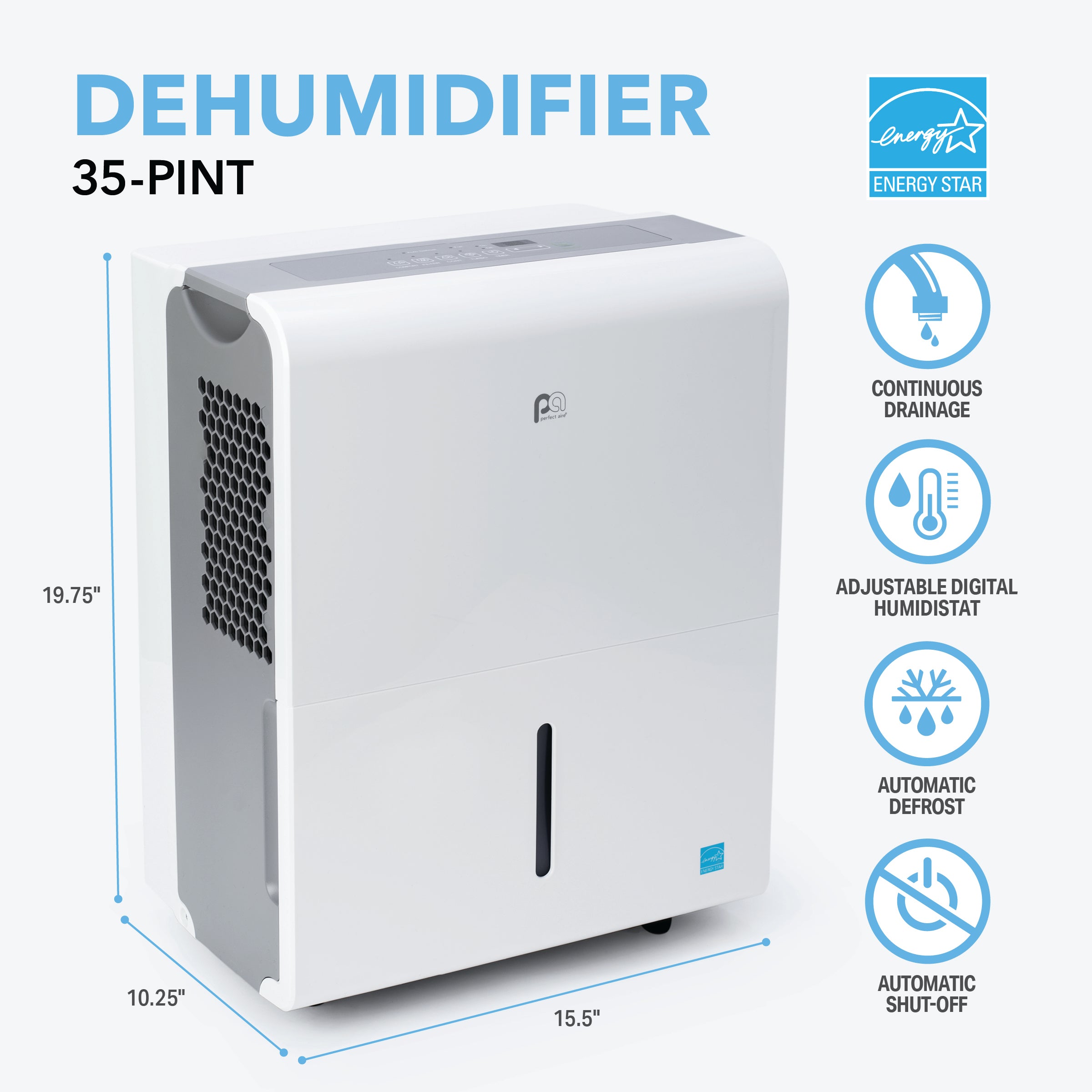 Perfect Aire 35 Pint Energy Star Dehumidifier - Up to 3000 sq ft