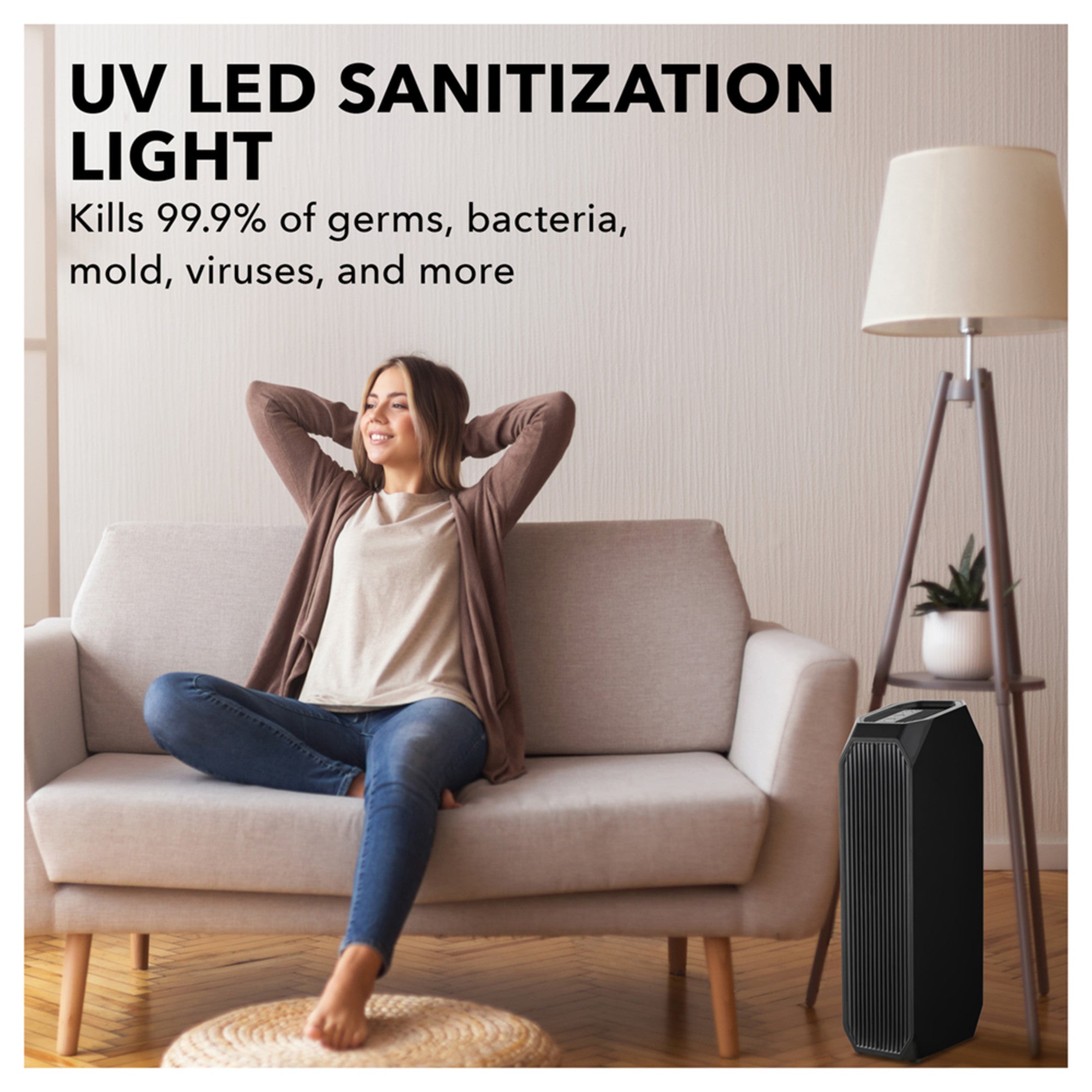 Perfect Aire 3-in-1 Air Purifier – True HEPA Filter, UVA Light Sanitization, Odor Control, Quiet Operation