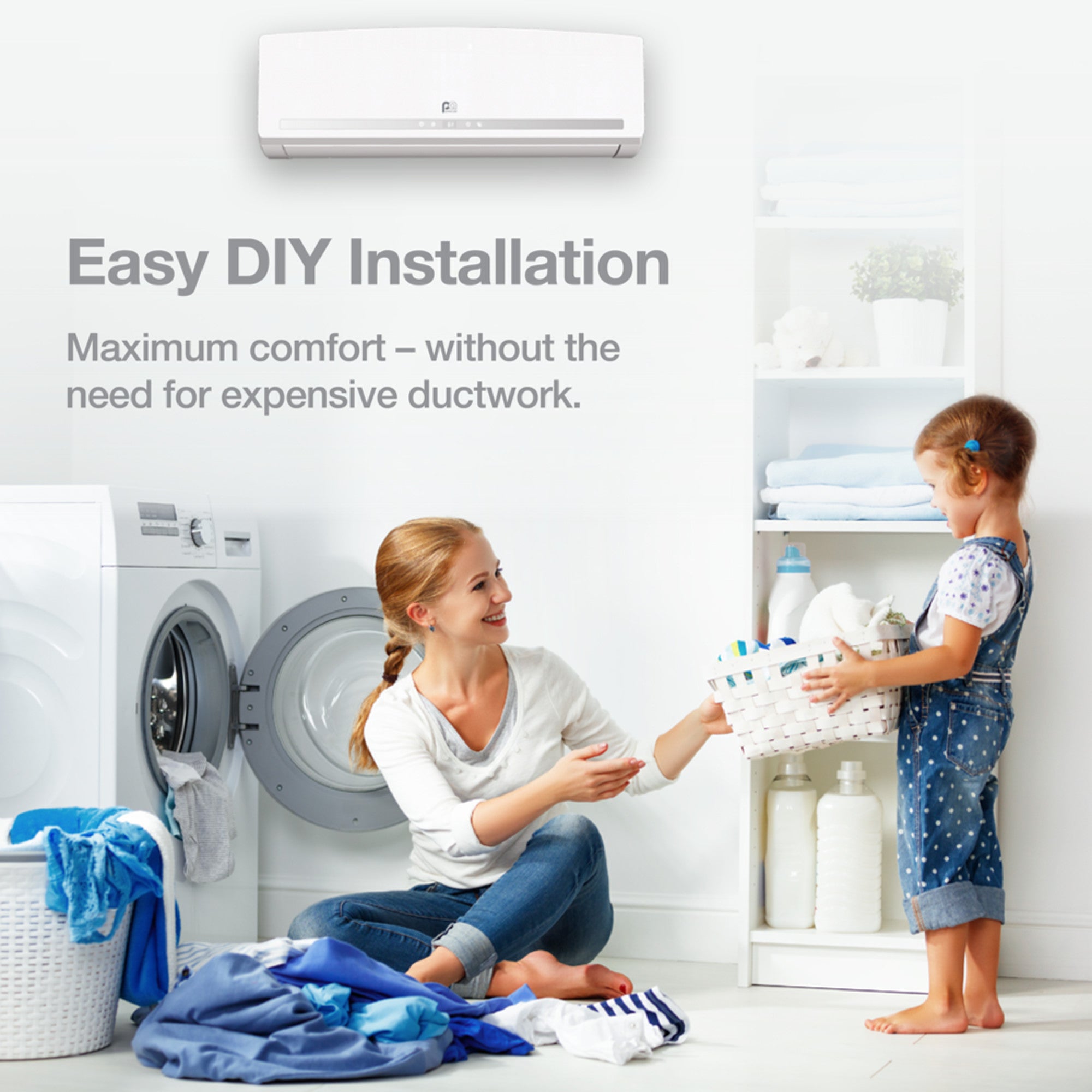 24,000 BTU Perfect Aire Quick Connect Mini-Split – DIY Heat Pump System for 1,000 sq ft, Energy Star, R454B