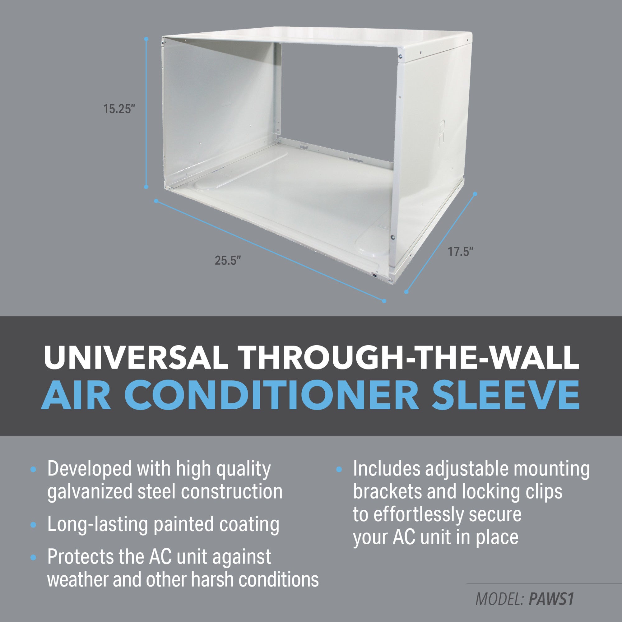 PerfectAire PAWS1 Thru-The-Wall Air Conditioner Sleeve, Fits Standard 24-Inch TTW A/C Units